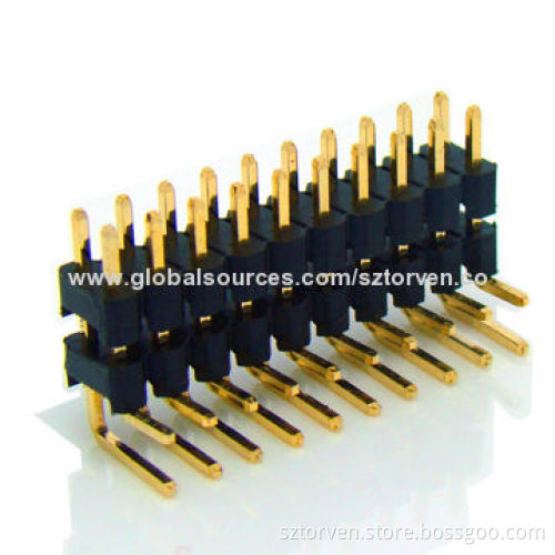 Pin Header, 2.54mm Dual-row, 2-80 Pins, Right Angle DIP Sandwich Type